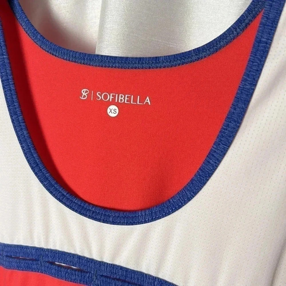 NWT SOFIBELLA chain tank top . Red white and blue  . Not padded . Color block - Picture 4 of 9
